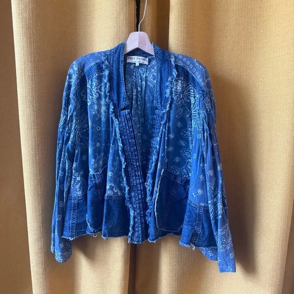 Free People Denim + Bandana Bed Jacket - Picture 1 of 5
